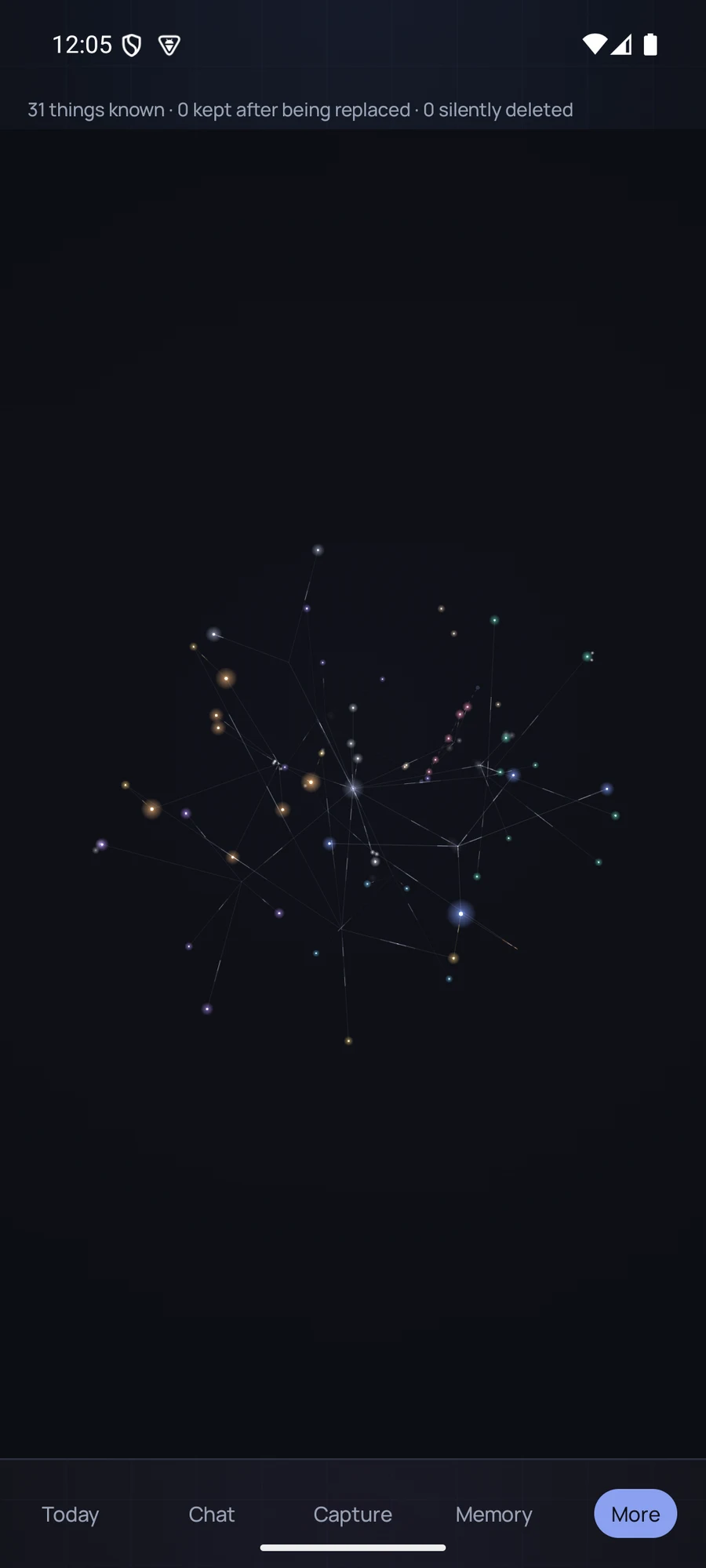 Maren's memory graph connecting the people and things in your life, in the Original theme